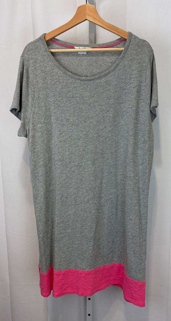 BODEN Colorblock T Shirt Dress WW016 Short Sleeve Cotton Gray Pink UK 20 US 16